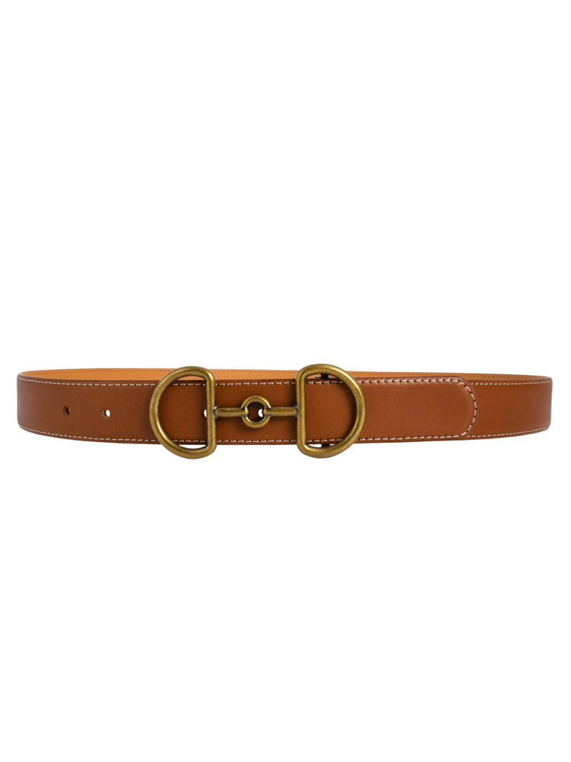 Women's Leather Horsebit Belt - Brass Horsebit Buckle - Equestrian Belt